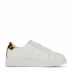 Angeline IV Leather & Haircalf Trainer Snow White/Chestnut Brown
