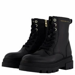 Bicolor Leather Lace-up Black