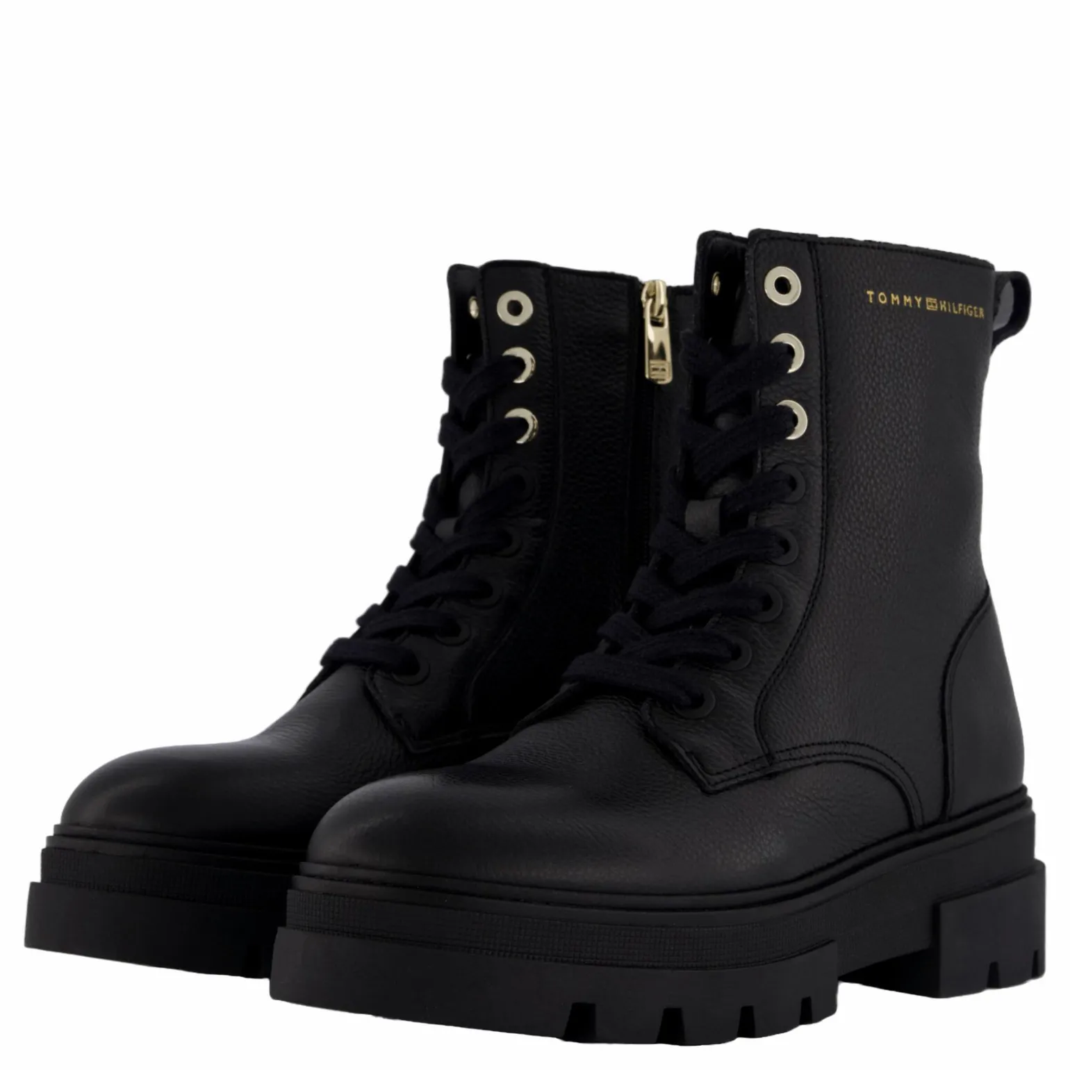Bicolor Leather Lace-up Black