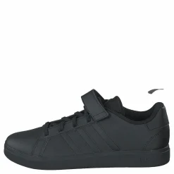 Grand Court Elastic Lace and Top Strap Shoes Core Black / Core Black / Grey Six